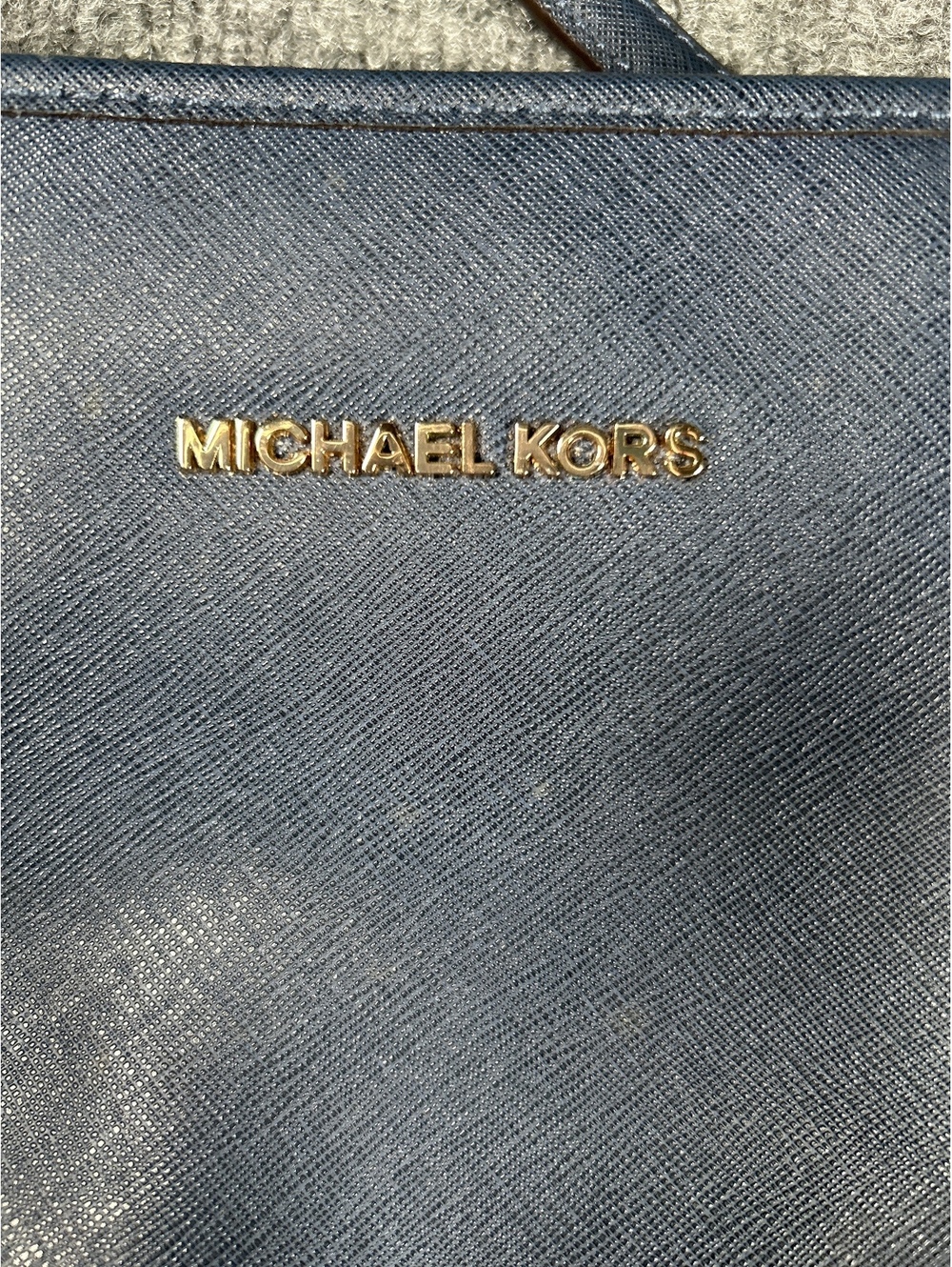Michael Kors Navy Blue Saffiano Leather Tote Bag - Picture 2 of 7